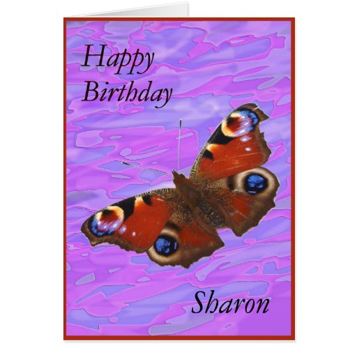 Sharon Happy Birthday Peacock Butterfly card | Zazzle