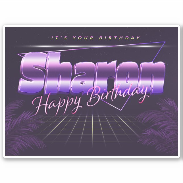 Sharon Name First name lila retro Sticker Birthday (Front)