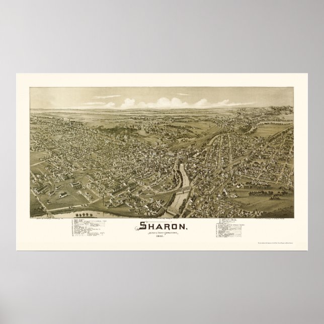 Sharon, PA Panoramic Map - 1901 Poster (Front)