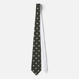 Sharp Black and Cream Diamond Pattern Neck Tie