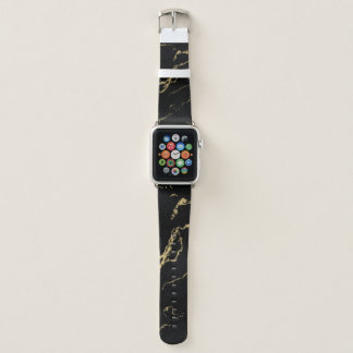 Sharp Black and Gold Marble Apple Watch Band