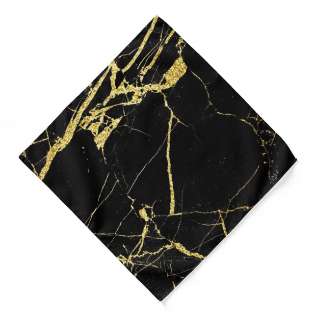 Sharp Black and Gold Marble Bandana (Front)