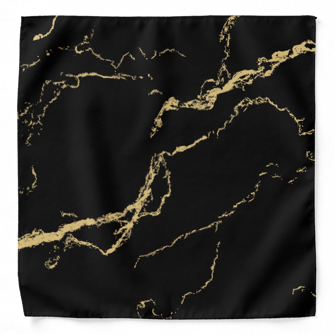 Sharp Black and Gold Marble Bandana | Zazzle