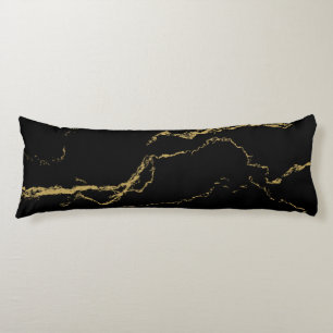 Sharp Black and Gold Marble Body Pillow