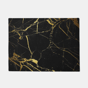 Sharp Black and Gold Marble Doormat