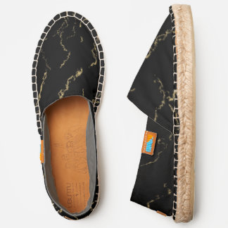 Sharp Black and Gold Marble Espadrilles