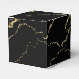 Sharp Black and Gold Marble Favor Boxes