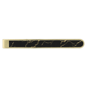 Sharp Black and Gold Marble Finish Tie Bar