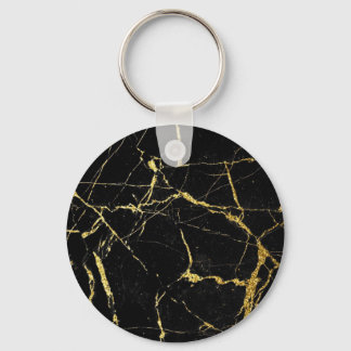 Sharp Black and Gold Marble Keychain