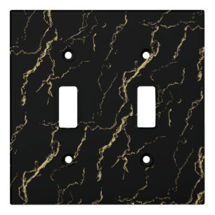 Sharp Black and Gold Marble Light Switch Cover