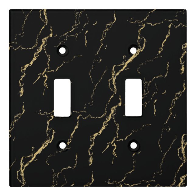 Sharp Black and Gold Marble Light Switch Cover (Front)