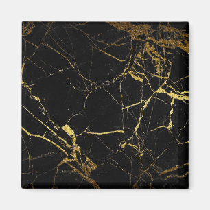 Sharp Black and Gold Marble Magnet