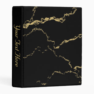 Sharp Black and Gold Marble Mini Binder