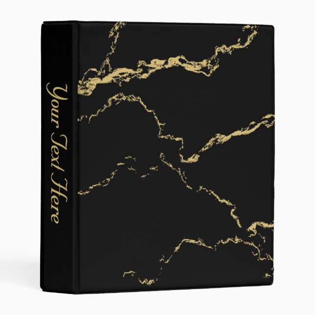 Sharp Black and Gold Marble Mini Binder (Front/Spine)