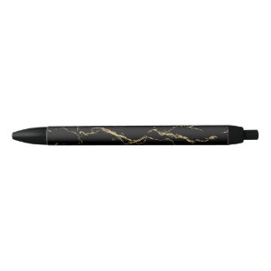 Sharp Black and Gold Marble Pen