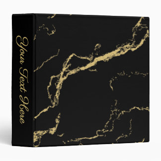 Sharp Black and Gold Marble Personal 3 Ring Binder