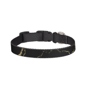 Sharp Black and Gold Marble Pet Collar