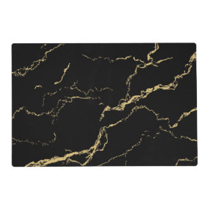 Sharp Black and Gold Marble Placemat