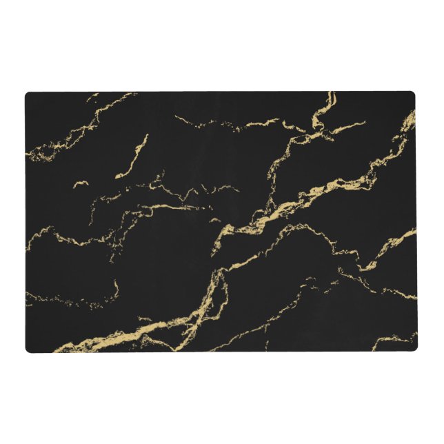 Sharp Black and Gold Marble Placemat (Front)