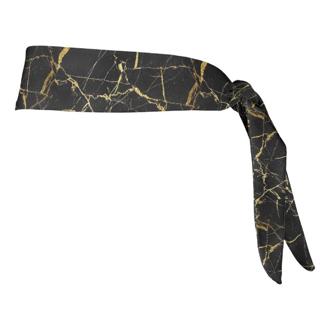 Sharp Black and Gold Marble Tie Headband (Rotate 90)