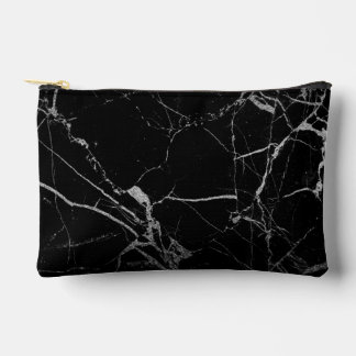 Sharp Black and Silver Marble Accessory Pouch