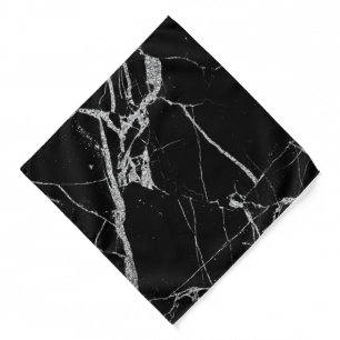 Sharp Black and Silver Marble Bandana