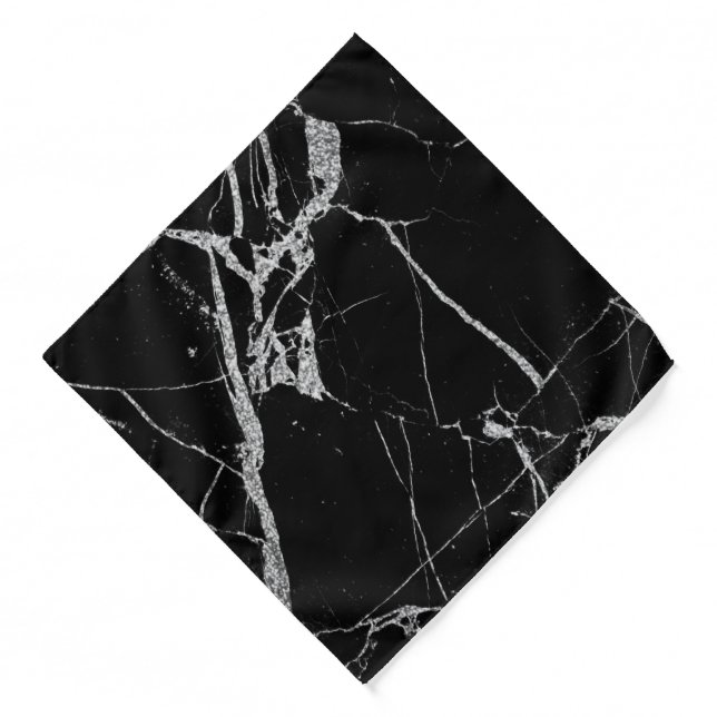 Sharp Black and Silver Marble Bandana (Front)