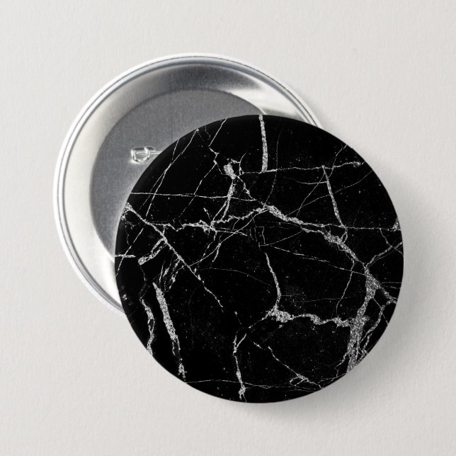 Sharp Black and Silver Marble Button (Front & Back)