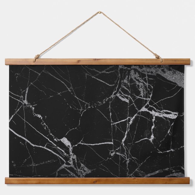 Sharp Black and Silver Marble Hanging Tapestry (Front)