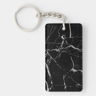 Sharp Black and Silver Marble Keychain