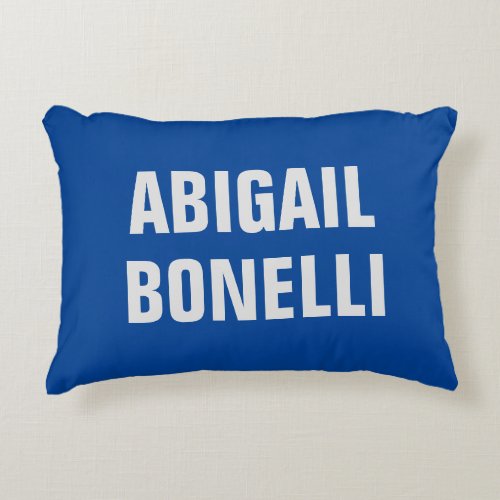 Sharp bold custom excellent minimalist name blue accent pillow