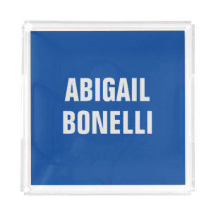 Sharp bold custom excellent minimalist name blue acrylic tray
