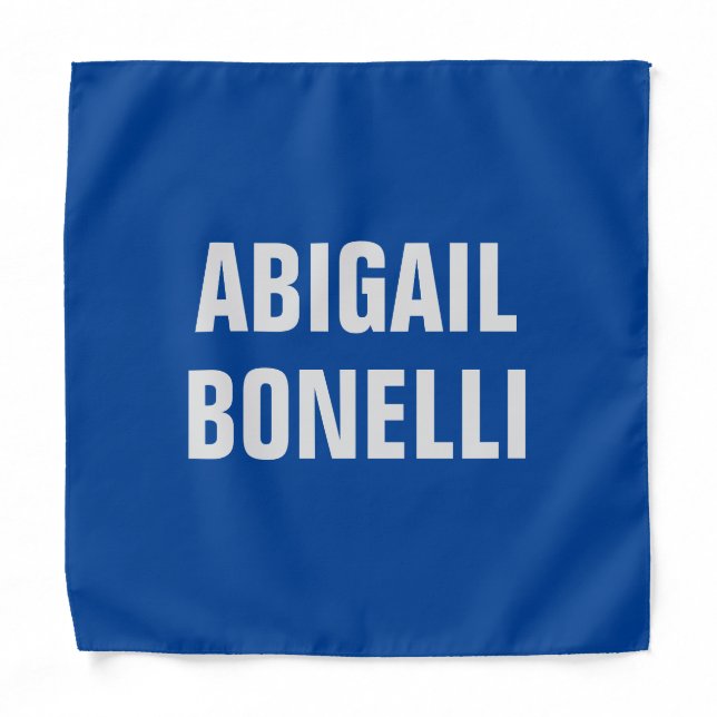 Sharp bold custom excellent minimalist name blue bandana (Front)
