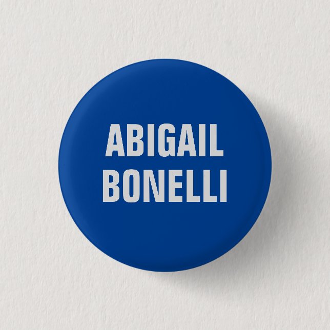 Sharp bold custom excellent minimalist name blue button (Front)