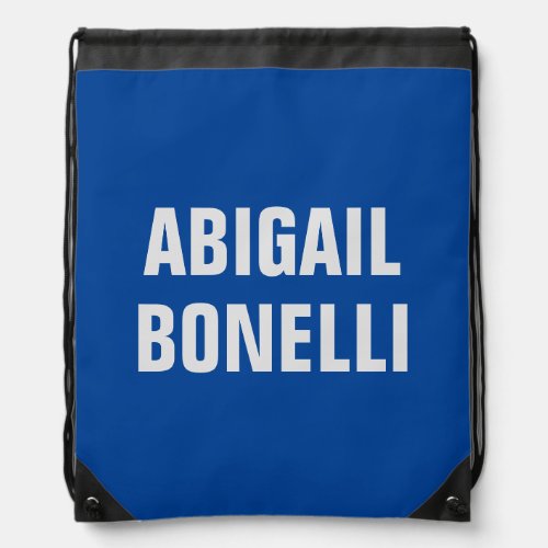 Sharp bold custom excellent minimalist name blue drawstring bag