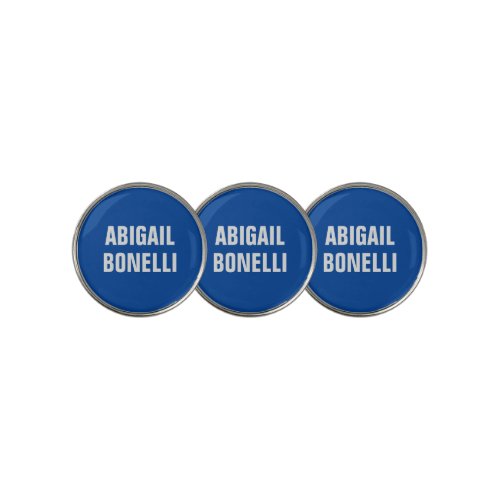 Sharp bold custom excellent minimalist name blue golf ball marker