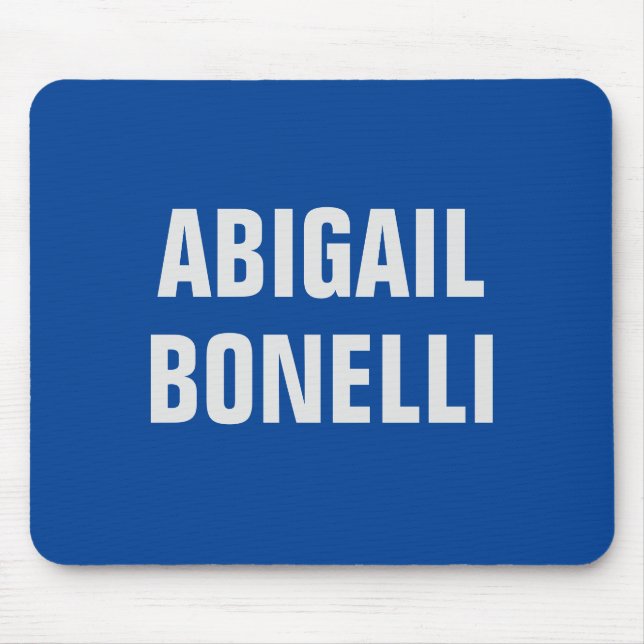 Sharp bold custom excellent minimalist name blue mouse pad (Front)