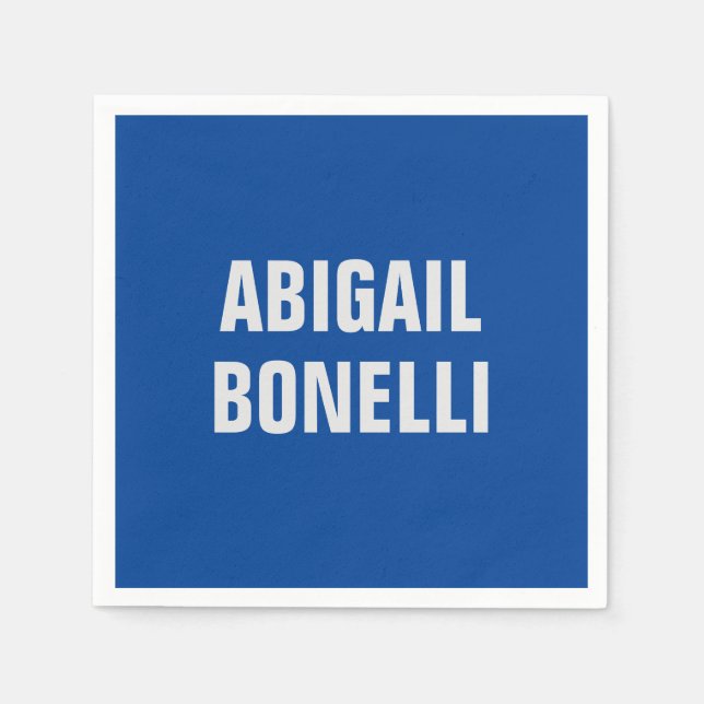 Sharp bold custom excellent minimalist name blue napkins (Front)