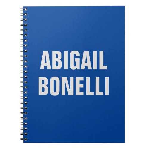 Sharp bold custom excellent minimalist name blue notebook