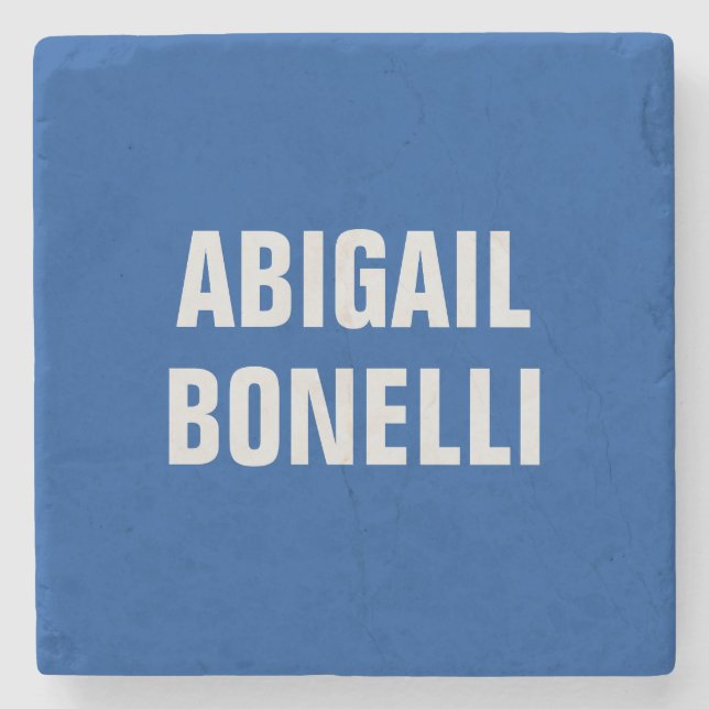 Sharp bold custom excellent minimalist name blue stone coaster (Front)