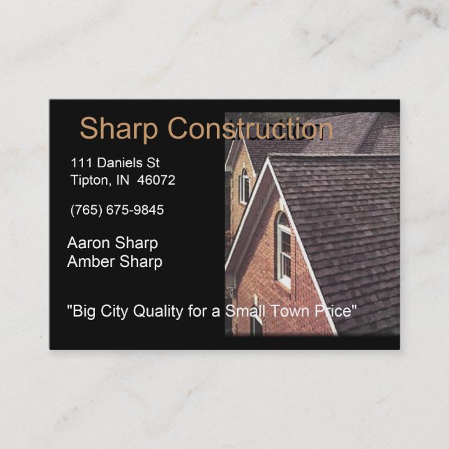 Sharp Construction - Brown and Black Business Card (Front)