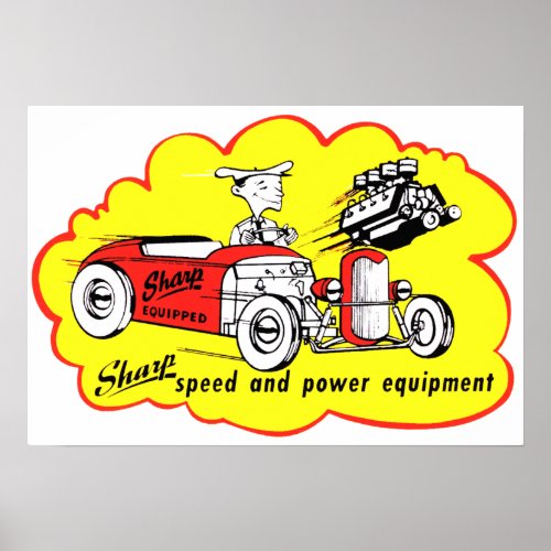 Sharp Equipment Vintage Hot Rod Logo Poster