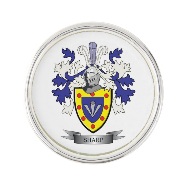 Sharp Family Crest Coat of Arms Lapel Pin (Front)