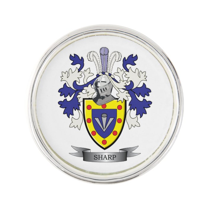 Sharp Family Crest Coat of Arms Lapel Pin