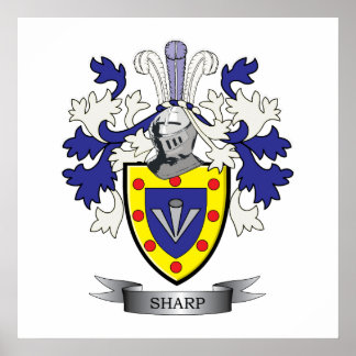 Sharp Family Crest Coat of Arms Poster