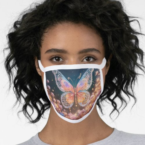Sharp focus realistic illustration swirly lace  face mask