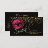 Sharp Gold Confetti & Hot Pink Lips Business Card (Front/Back)