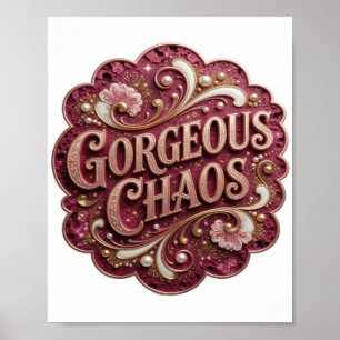 Sharp Gold GORGEOUS CHAOS 3D Text Art Poster