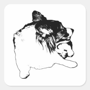 Sharp-Line Corgi Square Sticker