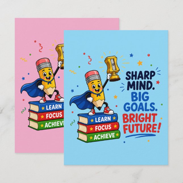 Sharp Mind Big Goals Bright Future Graduation Note Card (Front/Back)